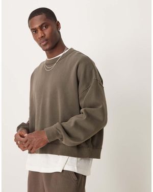 Abercrombie & Fitch Cropped Crew Sweatshirt - Brown
