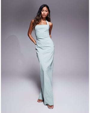 Vesper Bengaline Halterneck Strap Bodycon Maxi Dress - Green