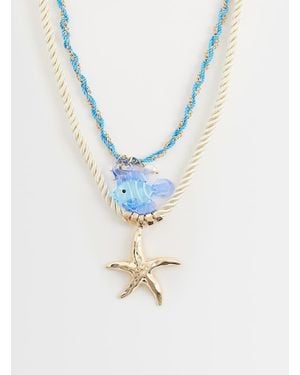 Accessorize Cord Pendant Fish Necklace - Blue