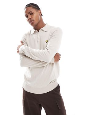 Lyle & Scott – langärmliges strick-poloshirt aus merinowolle - Weiß