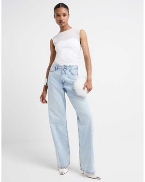 River Island High Waisted Relaxed Straight Jeans - Blue
