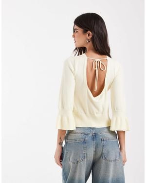 ASOS Strickpullover mit ausgestellten ärmeln und schleifenrücken - Weiß