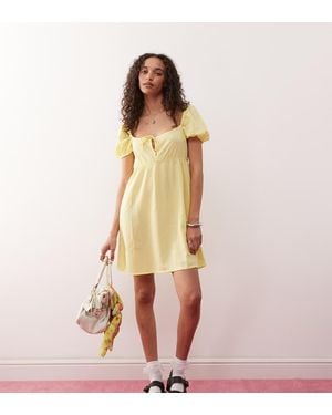 Monki Mini Dress With Puff Sleeves - Pink