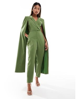 Lavish Alice Cape Style Tailored Jumpsuit - Green