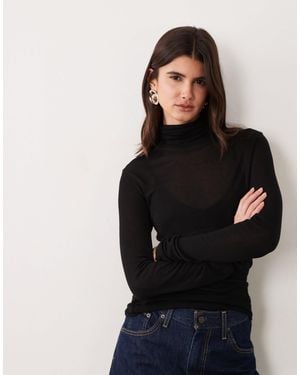 ASOS Transparentes second-skin-strickoberteil mit rollkragen - Schwarz
