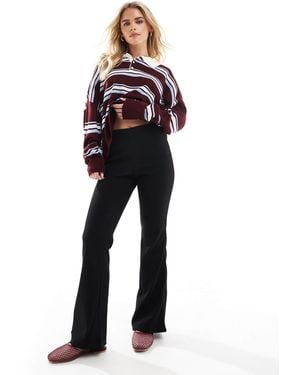 Only Petite Pantalon évasé et côtelé à taille haute - Bleu
