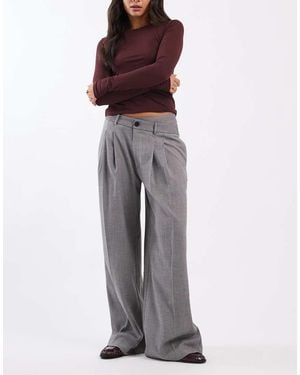 ASOS Tailored Low Rise Wide Leg Trousers With Asymmetric Waistband - Purple