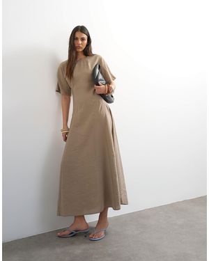TOPSHOP Cupro Dropped Waist Maxi T-Shirt Dress - Natural