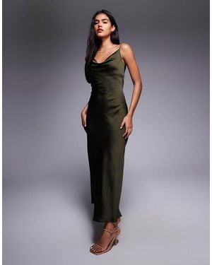 New Look Satin Cowl Neck Midi Dress - Blue