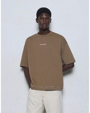 Pull&Bear Sweat-shirt coupe décontractée à manches courtes taupe - Marron