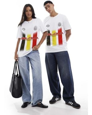 PRNT Belgium Football Stripes Graphic Relaxed Fit T-Shirt - Blue