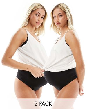 Mama.licious Mamalicious Maternity 2 Pack Over The Bump Thong - White