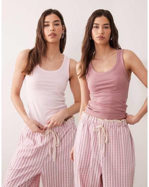 ASOS 2 Pack Pyjama Vest - Pink