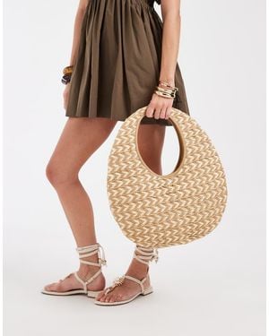 ASOS Straw Weave Circle Tote Bag - White