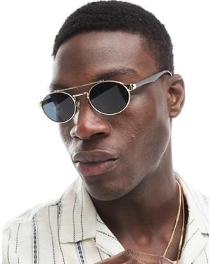 ASOS Gafas De Sol Doradas Con Montura Redondeada De Metal Y Lentes Ahumadas De - Metálico