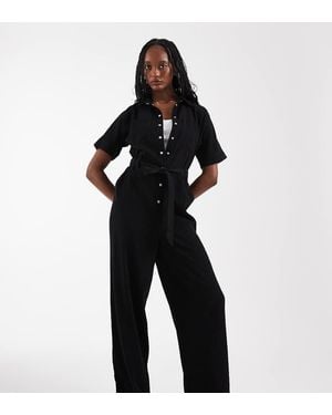 ONLY Tuta Jumpsuit A Maniche Corte Nera Allacciata - Nero
