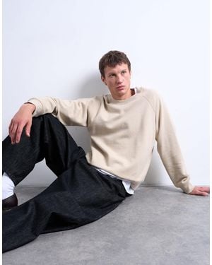 TOPMAN Boxy Fit Raglan Sweatshirt - Natural