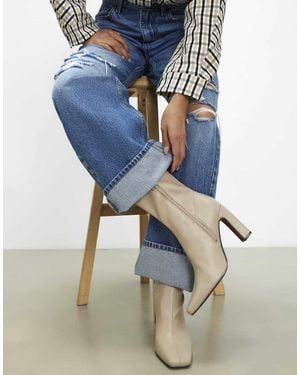 River Island Square Toe Heel Stretch Ankle Boots - Blue
