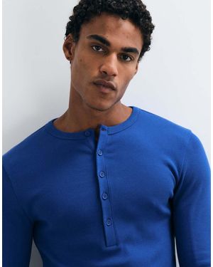 ASOS Muscle Fit T-shirt With Henley Neck - Blue