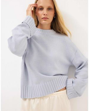 NA-KD Pullover aus strick mit umgeschlagenen ärmeln - Blau