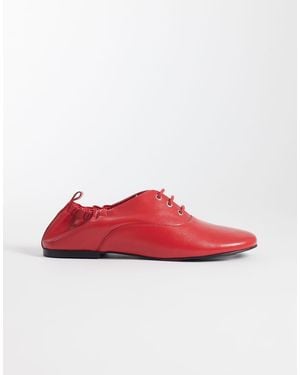 ASOS Zapatos Rojos Planos Con Cordones De Cuero Premium Myriad De
