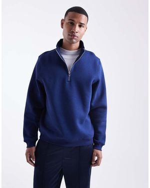 ASOS Standard Fit Quarter Zip - Blue