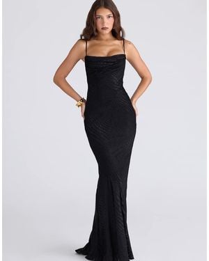 House Of Cb Nalani Burnout Satin Maxi Gown - Blue