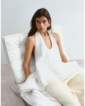 ARRANGE Scoop Neck Organza Halter Trapeze Top - White