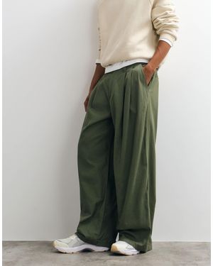 Weekday Pantalon chino oversize kaki - Vert