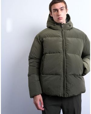 TOPMAN Textured Puffer Jacket - Green