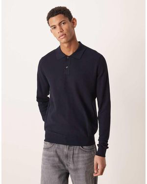 Mango Cotton Mix Knitted Polo Top - Blue