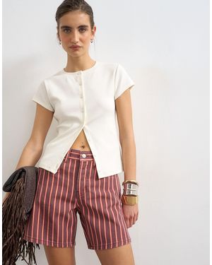 TOPSHOP Denim Editor Shorts - White