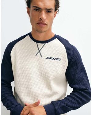 Santa Cruz Classic Strip Raglan Long Sleeve Waffle T-Shirt - Blue