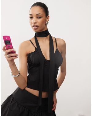 The Kript Maddie Corset Top With Scarf - Black