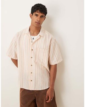 ASOS Oversized Textured Stripe Shirt - Natural