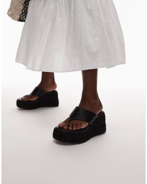 TOPSHOP Heidi Toe Thong Espadrille Wedge - Black