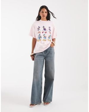 ASOS Disney Oversized T-Shirt Met Daisy & Donald Duck-Print - Blauw