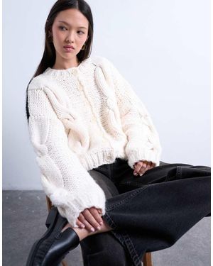 TOPSHOP Grof Handgebreid Premium Vest - Wit