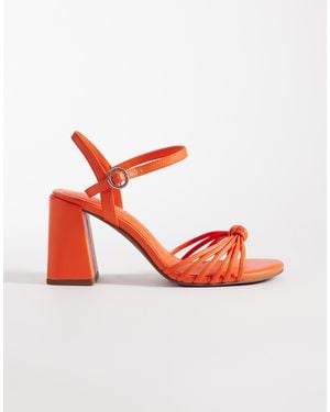 ASOS Wide Fit Heron Knotted Mid Block Heel Sandals - Red