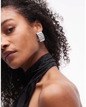 TOPSHOP Eve Chunky Ribbed Hoop Earrings - Black