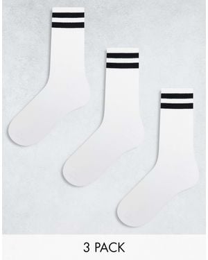 New Look – sportsocken mit streifendetail - Weiß