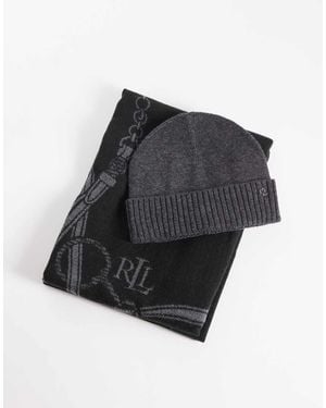 Ralph Lauren Woven Hat And Scarf Gift Set - Grey