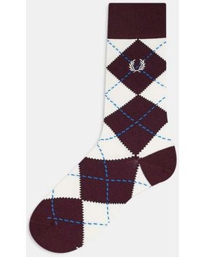Fred Perry Calzini A Rombi Bordeaux - Bianco