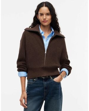 Tommy Hilfiger Strickpullover mit cardigan-strick und reißverschluss - Braun