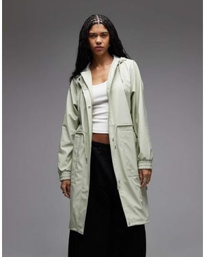 Rains 18550 String Waterproof Cinched Longer Parka Jacket - Grey