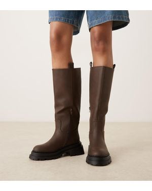 ASOS Wide Fit Cecilia Chunky Flat Knee Boots - Black