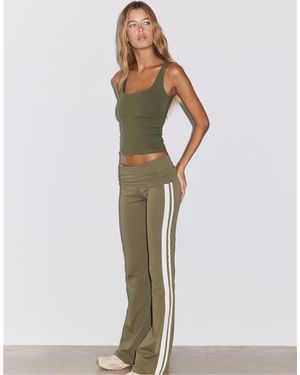 Stradivarius Turn-Down Waist Bell Bottom Trousers - Green