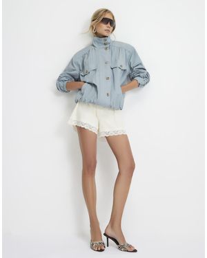 River Island Chest Pocket Funnel Neck Track Jacket - Blue