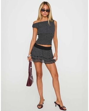 Princess Polly Ready To Party Elasticated Waist Tiered Hem Mid Rise Skort Co-ord - Blue