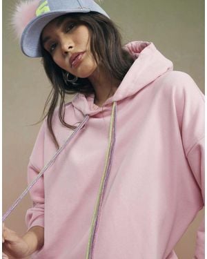 River Island Year Zero Embellished Cord Hoodie - Pink